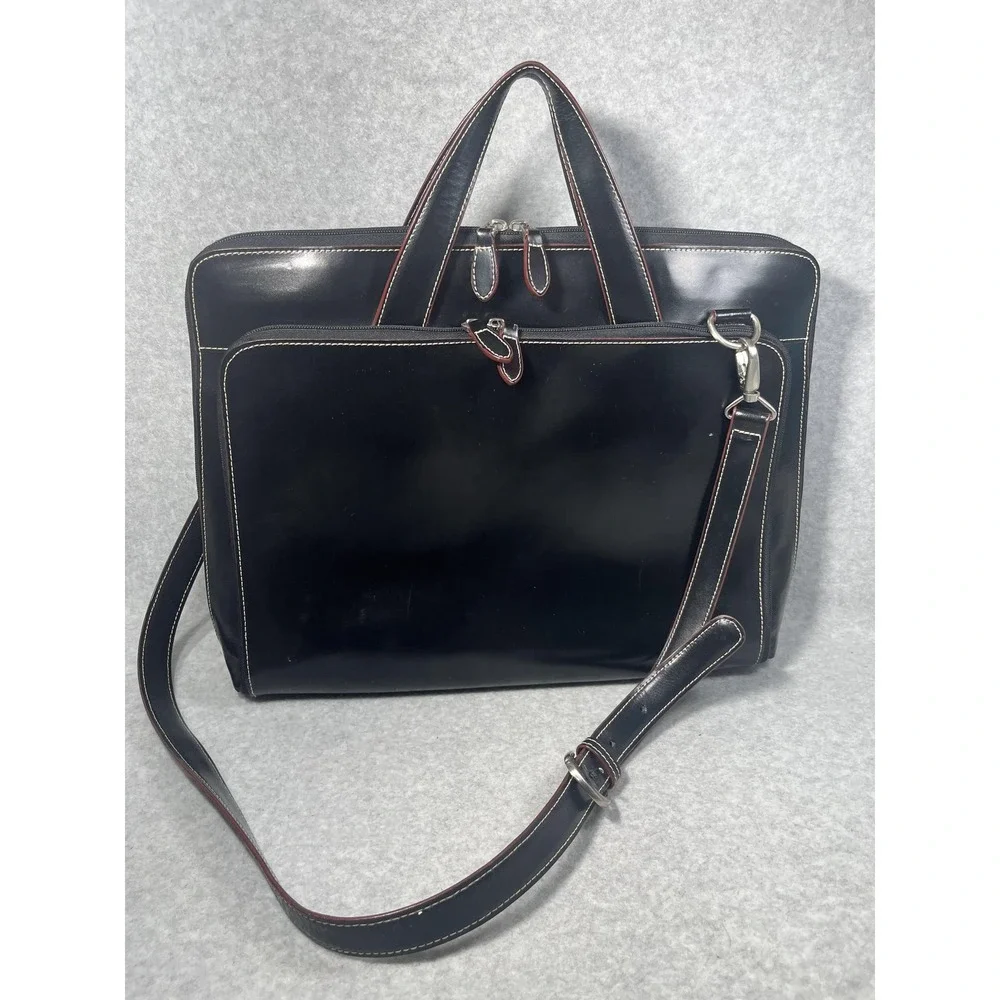 Laptop Briefcase Bag Faux Leather Large‎ Crossbody Strap Organizer Career Travel